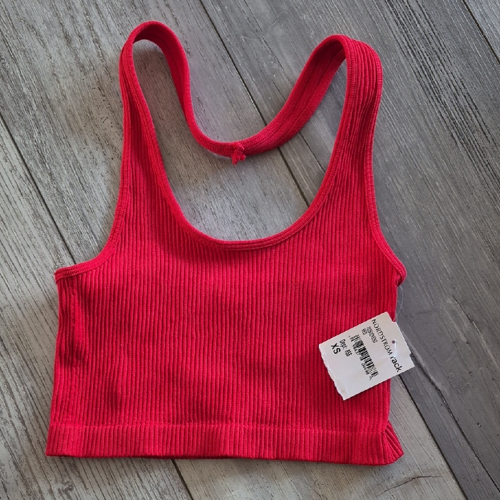 Red Ribbed Crop Top